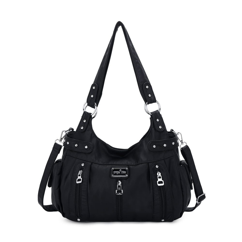 2071 Large Purses and Handbags Washed Faux Leather Crossbody Hobo Satchel - Picture 1 of 7
